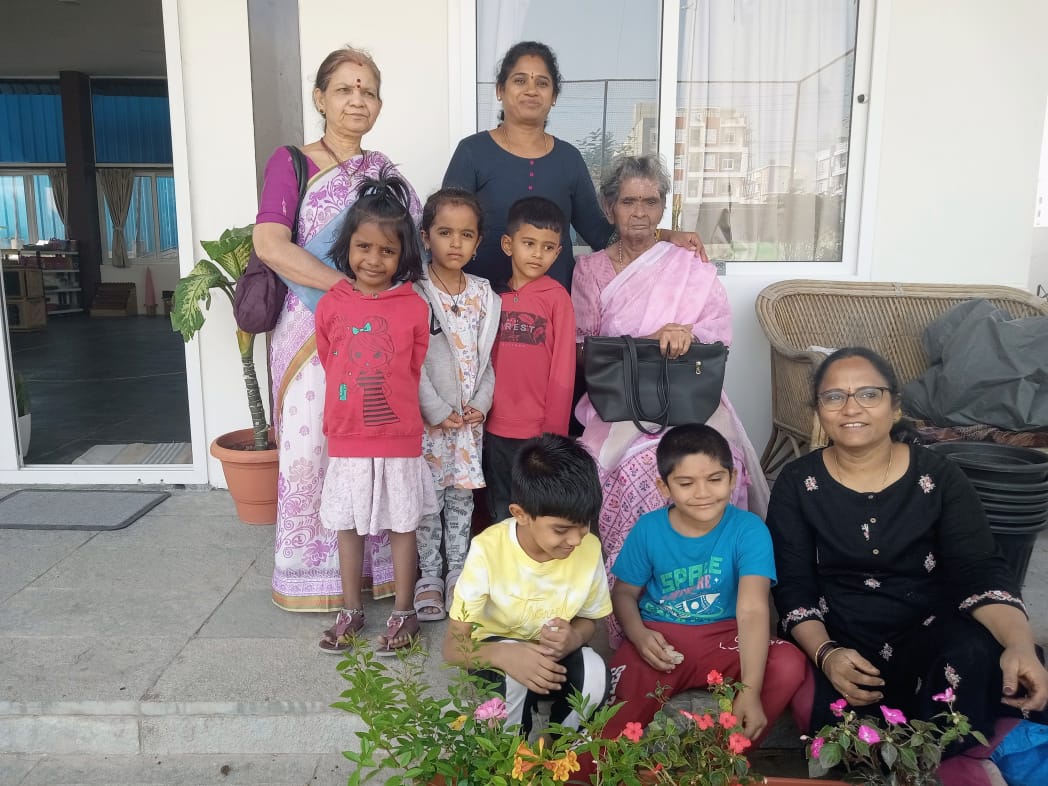 Family day at home, children, mothers and grandmothers